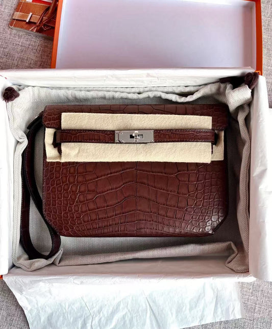 Hermès Kelly Depeche 25 Rouge Croc